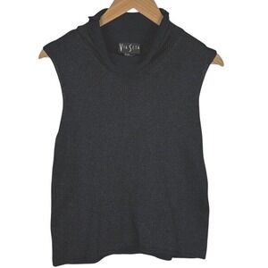 90's VTG Women Silk Knit Sleeveless Tank Top Shell Via Seta Sz L Holidays Luxury
